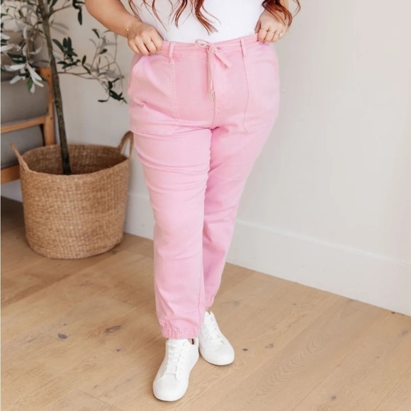 Judy Blue Regina High Rise Garment Syed Denim Pants in Pink Jeans Size 16W - Picture 1 of 9